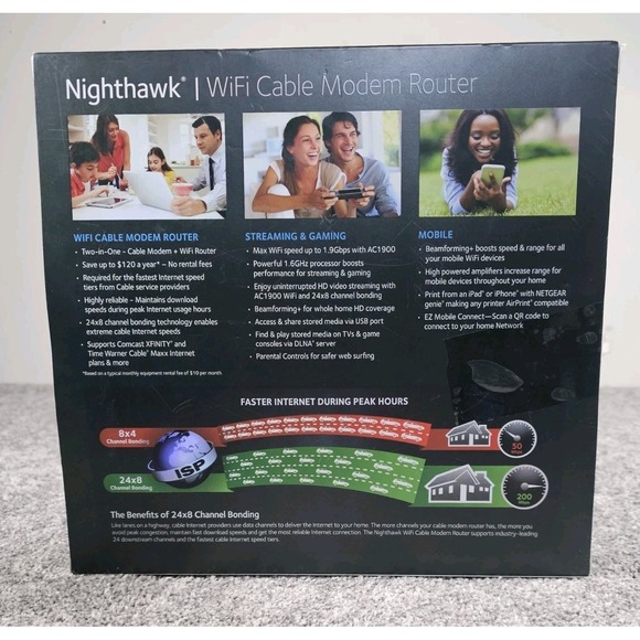 NETGEAR NIGHTHAWK AC1900 WiFi Cable Modem Router Model# C7000 - Tested & Working - Picture 13 of 13